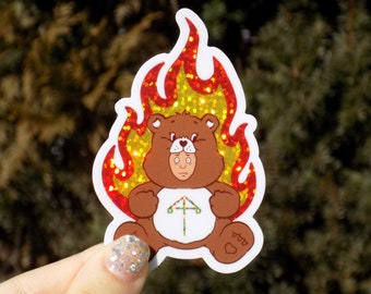 Midsommar care bear glitter sticker