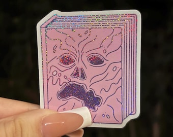 Necronomicon ex mortis evil dead glitter sticker