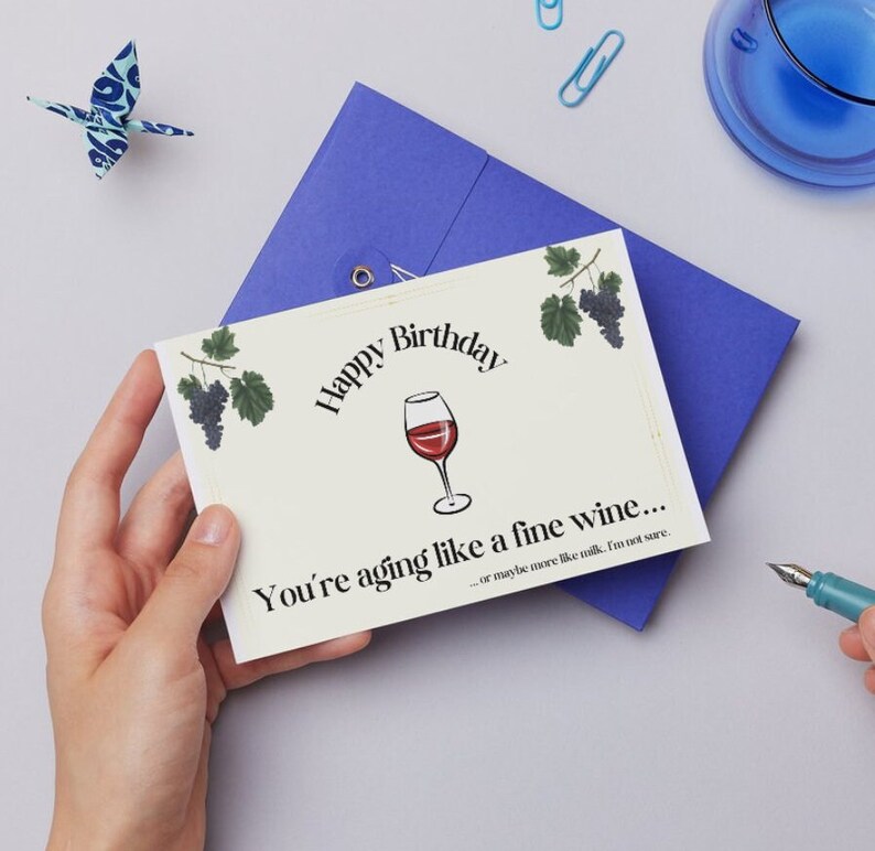 Printable Birthday Card, Funny Birthday Card, Fine Wine Birthday Card ...