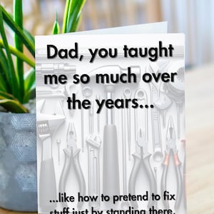 Divertente biglietto d'auguri per la festa del papà, Papà aggiusta le cose, PNG, download digitale, biglietto d'auguri per le feste, Meccanico, Tuttofare, Mi hai insegnato tutto