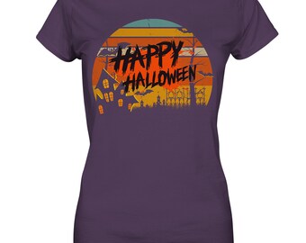 Happy Halloween - Autumn - Night - Dark - Horror - Font Style - Trend - Premium Style - Ladies Premium Shirt
