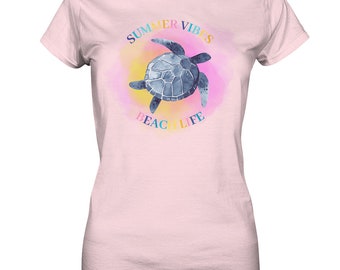 Summer Vibes Collection - Beach Life - Premium Shirt - Retro Summer Shirt - Turtle - Ladies Premium Shirt