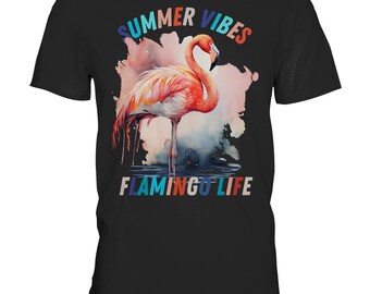 Summer Vibes Collection - Beach Life - Unisex - Premium Shirt - Retro Summer Shirt - Flamingo - Pastel - Premium Shirt - Trendy Shirt