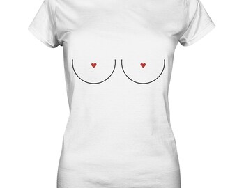 Just Boobs - Art - Women - Perfect gift - simple design - red heart - Ladies Premium Shirt