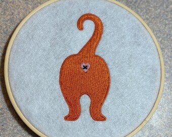 Cat Butt Hole Machine Embroidery Wall Hang  5 inch