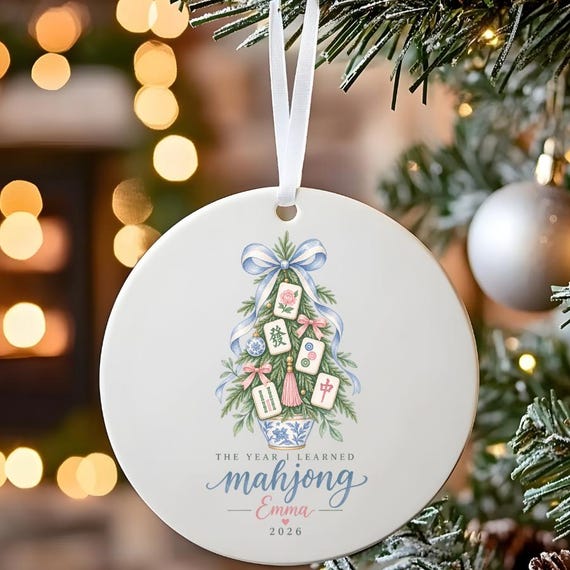 Personalized Mahjong Ornament, The Year I Learned Mahjong, Custom Mahjong Christmas Ornament, Mahjong Gift for Her, 2026 Keepsake