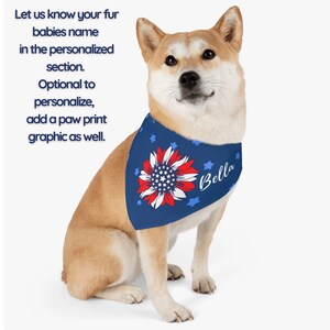 Personalized Dog Bandana, Custom bandana for dog, Fourth of July Dog Bandana, pet gifts, Patriotic Dog Bandana, Over the collar Pet Bandana