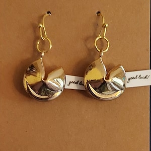 Golden Fortune Cookie Earrings