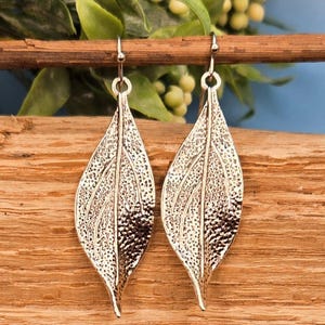 Silver Leaf Dangle Earrings
