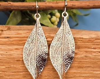 Silver Leaf Dangle Earrings