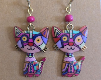 Artsy Kitty Cat Earrings