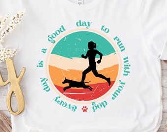 Run With Your Dog T-Shirt: Unisex Jersey, Marathon Runner Gift