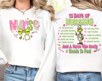 12 Days of Nursing Holiday-sweater: grappige medische kersttrui