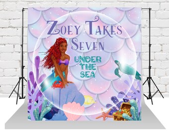 Niestandardowe tło urodzinowe/baby shower w kształcie syreny 2023