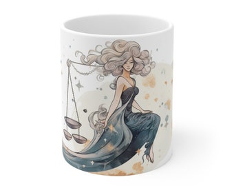 Libra zodiac mug, libra zodiac gift, libra sign birthday gift, ceramic coffee mug