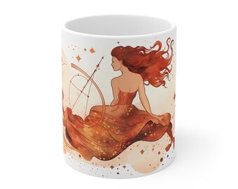 Sagittarius zodiac mug, sagittarius birthday gift, sagittarius woman print mug, ceramic mug