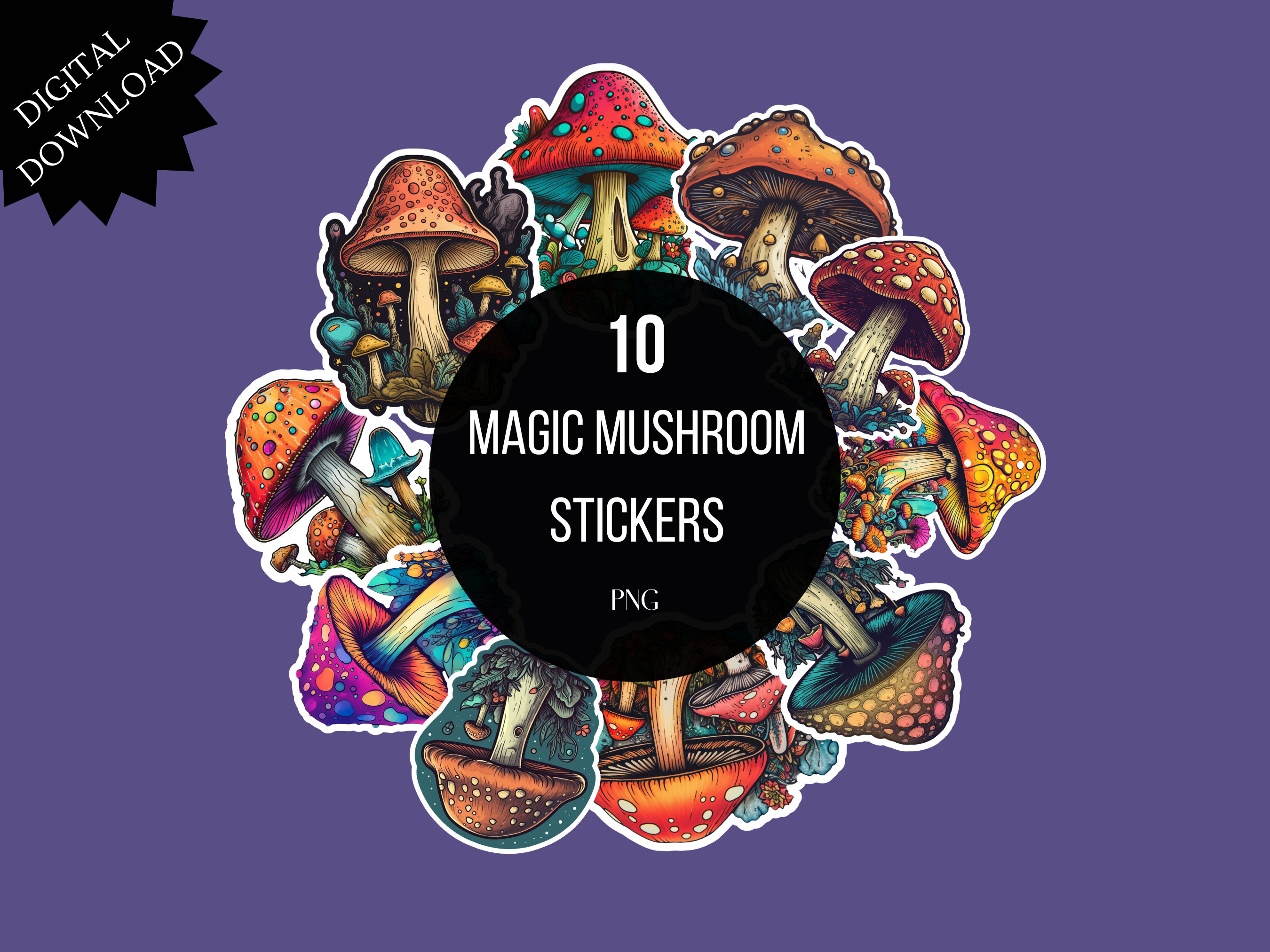 Stickerset met 12 blije paddestoelen Kopen? Stickers v.a. 0,49