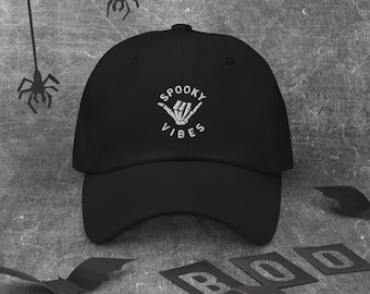 Spooky Vibes | Spooky Season | Skeleton Hand | Embroidered Halloween Dad Hat