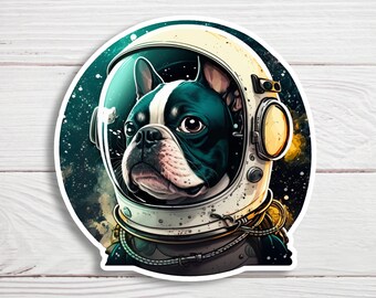 Astronaut Boston Terrier Sticker - Waterproof Vinyl