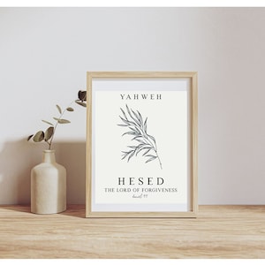 Yahweh Hesed Names of God Series Vertical Posters Wall Art Christian Jehovah Bible Biblical Religious Positive Hope Truth Poster Printed