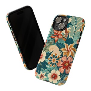 Vintage Retro Flower Floral Botanical Hawaii Leaf Leaves Greenery Theme Beach Matte or Glossy Tough Exterior iPhone Samsung Galaxy Cases