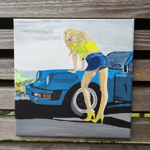Porsche 911 sexy girl blue model G short skirt