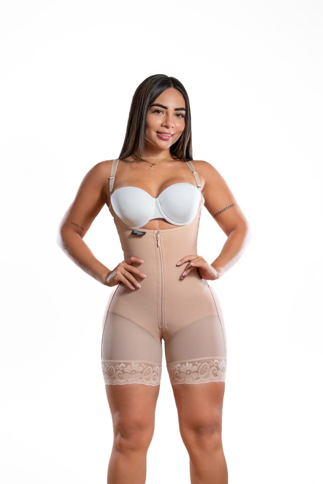 UpLady 6172 Tummy Control Butt Lifter Knee Length Bodysuit Open Bust P –  Curved By Angeliques
