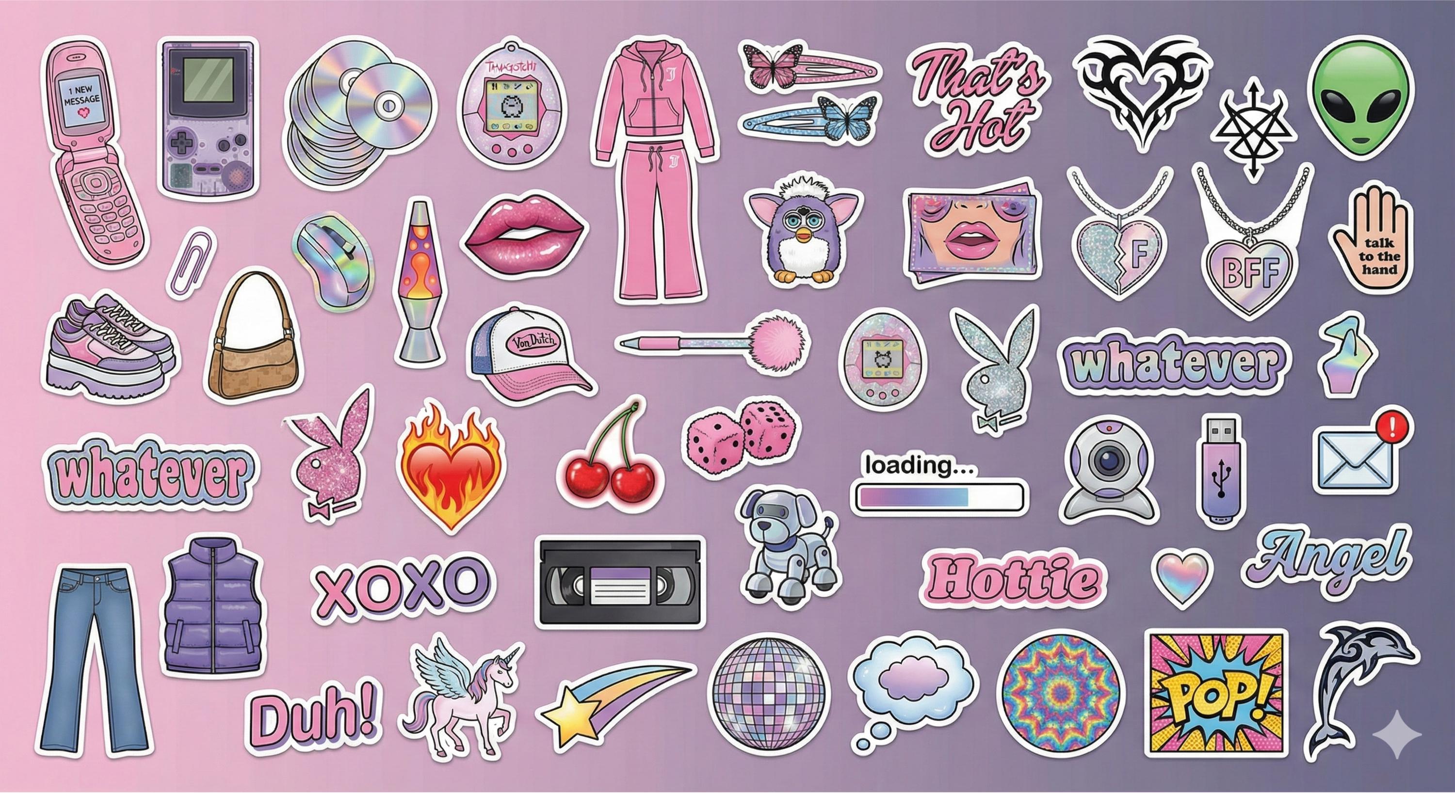 2000 Stickers Background Y2K Digital Sticker Pack: 2000s Retro PNG (50+) - Etsy