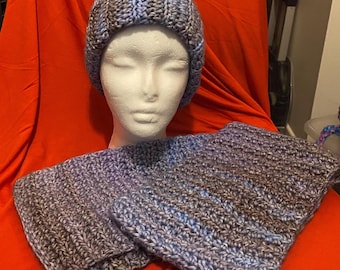 Chenille Hat & Scarf Set (accented With Flowers) - Etsy Ireland display picture 3