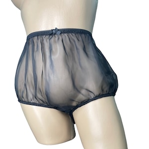 Adult Sissy Black Chiffon Panty with Delicate Black Elastic - Size Large