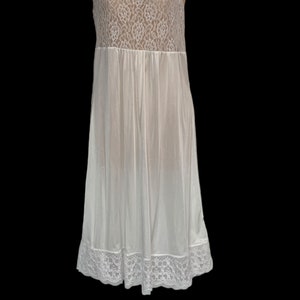 Adult Sissy Nylon Tricot Slip Dress with Stretch Lace and Lace Detailing for Sissy Men