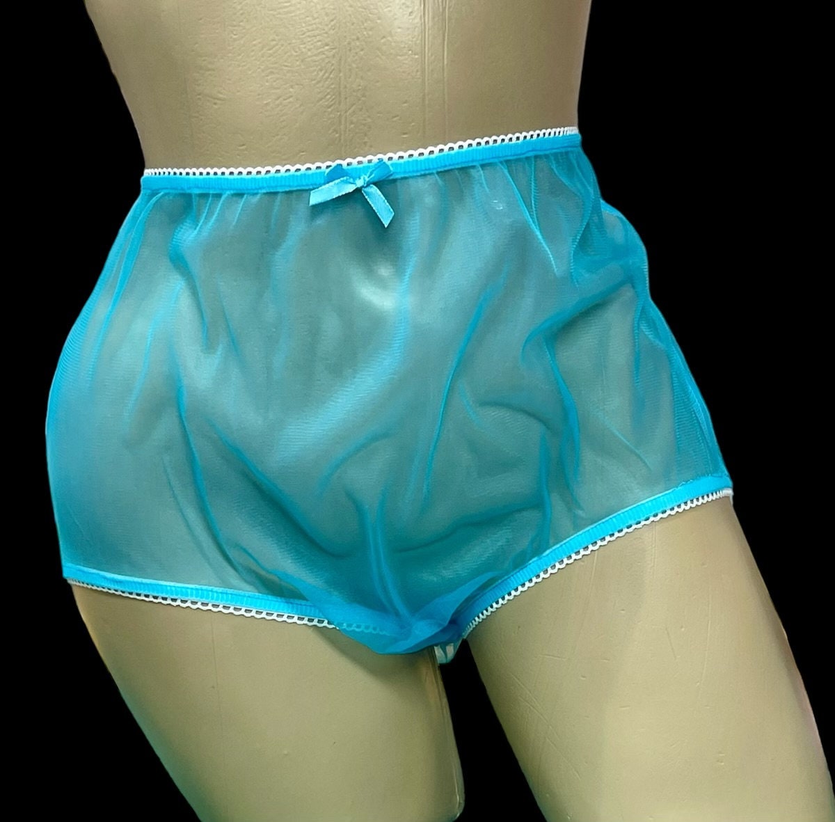 Adult Sissy Aqua Blue Sheer Nylon Chiffon Panty Brief Size Large Etsy
