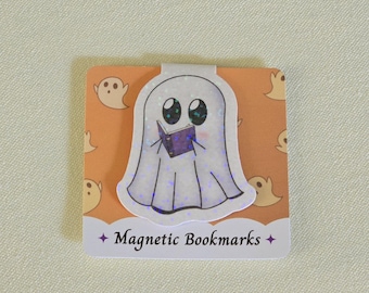 Marque-page magnétique Halloween Ghost : cadeau livresque scintillant