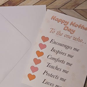 Tarjeta del Día de la Madre con una lista de amor / Un sentido homenaje a todo lo que hace una mamá / Regalo de agradecimiento para mamá / Regalo del Día de la Madre / Regalo sentimental para mamá