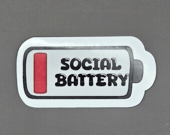 Soziale Batterie Aufkleber: Introvertierter Humor, Mentale Gesundheit