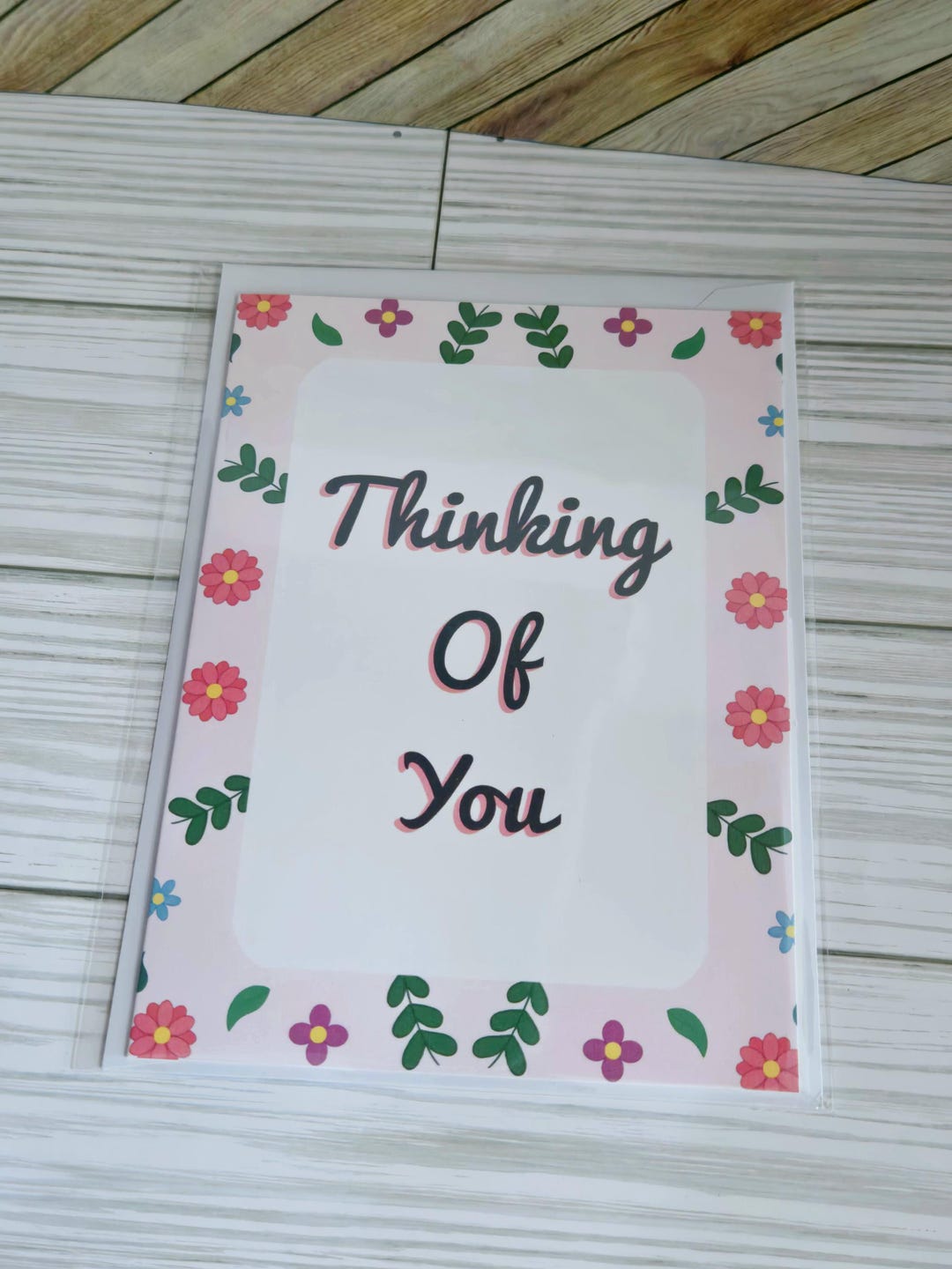 Floral Thinking of You Card: Pastel Blank Greeting Card - Etsy