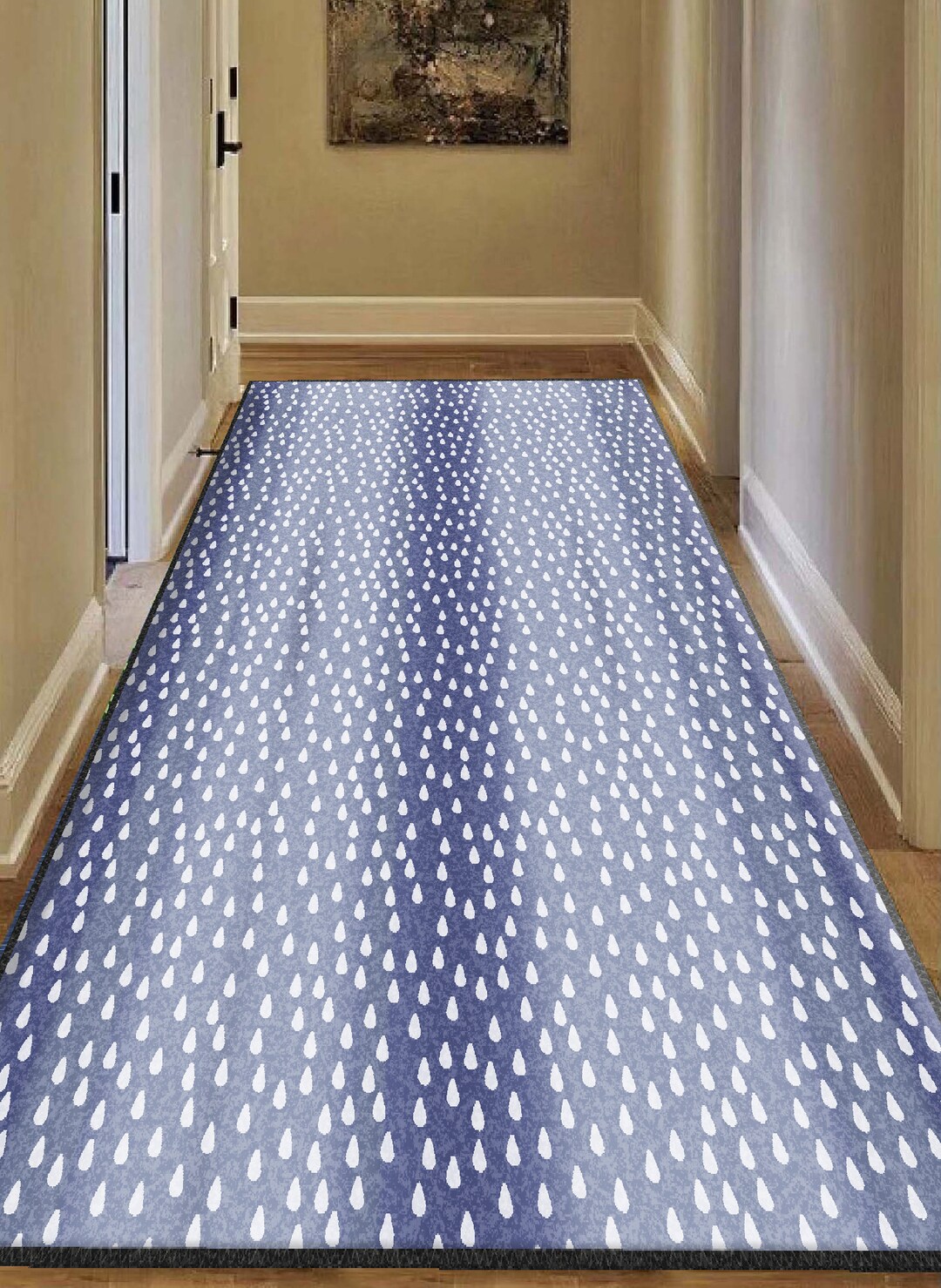 Blue Antelope Rug Modern Living Room Area Rugs Grey Deer Etsy