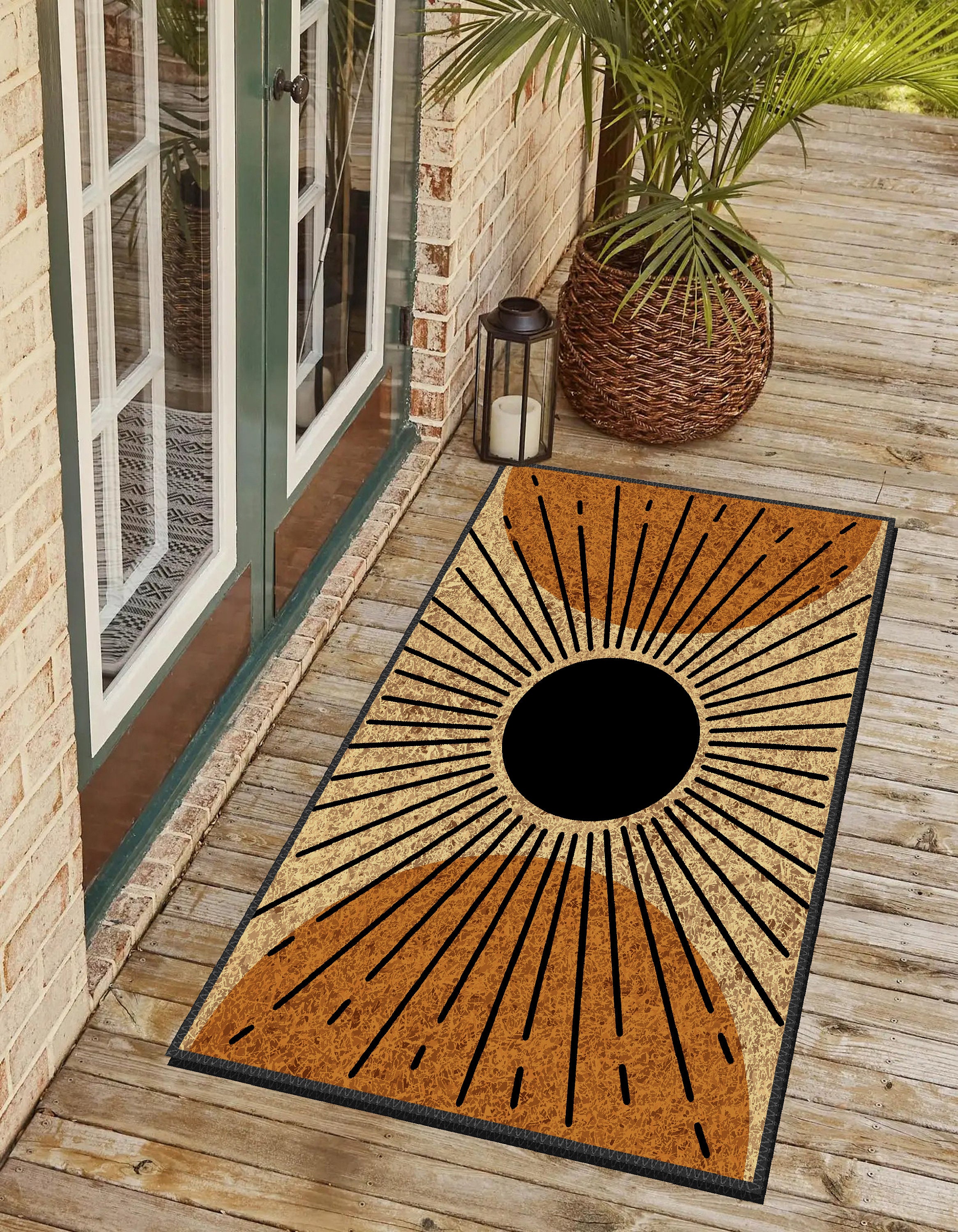 Door Mat, Indoor/outdoor Floor Mats, Outdoor Mat Front Door, Loop Carpet,  Spanish Tiles Design Door Mat, Monochrome Mat, Mid-century Modern 