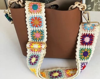 Correa para bolso de ganchillo  hecho a mano para mujer para cualquier temporada para la playa o fiestas Encaja en cualquier bolso