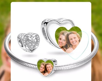 Bedel voor Pandora-armbanden met 925 zilveren zirkonen, te personaliseren met foto, speciaal cadeau.