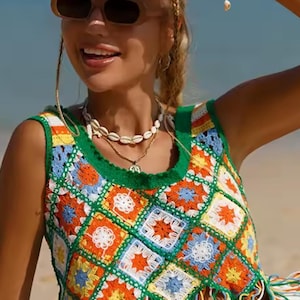 Haut court au crochet fait main pour femme pour cette saison pour la plage ou les fêtes S'adapte à tous les looks