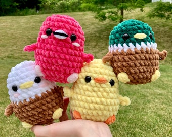 No-Sew Bird Crochet Pattern Bundle: Mallard, Eagle, Chick, Flamingo (PDF Pattern)