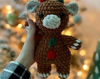 LOW SEW Gingerbread Cow Crochet Pattern: Christmas Easy Amigurumi (PDF Pattern)