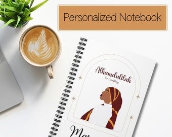 Personalized Muslim Notebook: Alhamdulillah Gift, Hijabi Journal