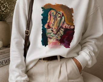Salty Art Sweatshirt | White Crewneck, Trendy, Artsy, Stylistic, hands.