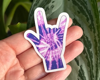 ASL I Love You Purple Tie Dye Sticker