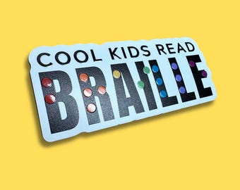 NEW! Embossed Cool Kids Read Braille Sticker - tactile braille awareness sticker