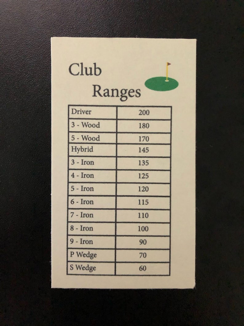 Golf Club Range Card - Etsy