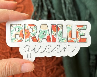 Floral Print Braille Queen Sticker