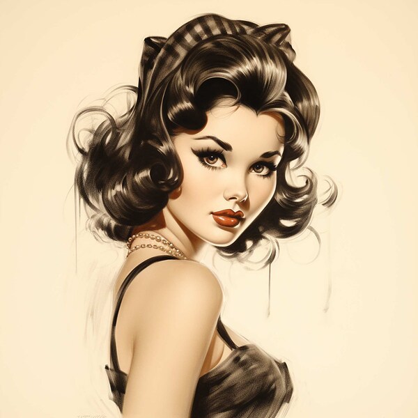 Pin up girl drawing - Etsy.de